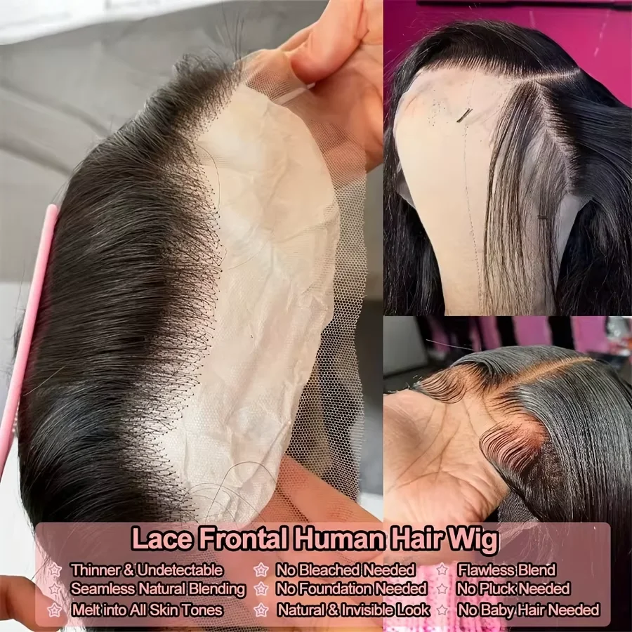 Wig Rambut Asli Manusia Lakeisha 30 Inch Bone Straight 13x6 HD Transparent Lace Front Wig Brazilian Unprocessed Lace Frontal Wig Preplucked