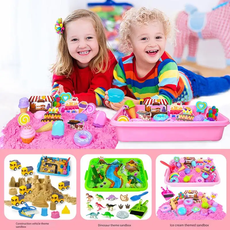 

Sand Play Set Magic Space Sand Unicorn Castle Dinosaur Construction Ice Cream Farm Kids Sensory Toys Moldable Sand Kit Non Toxic