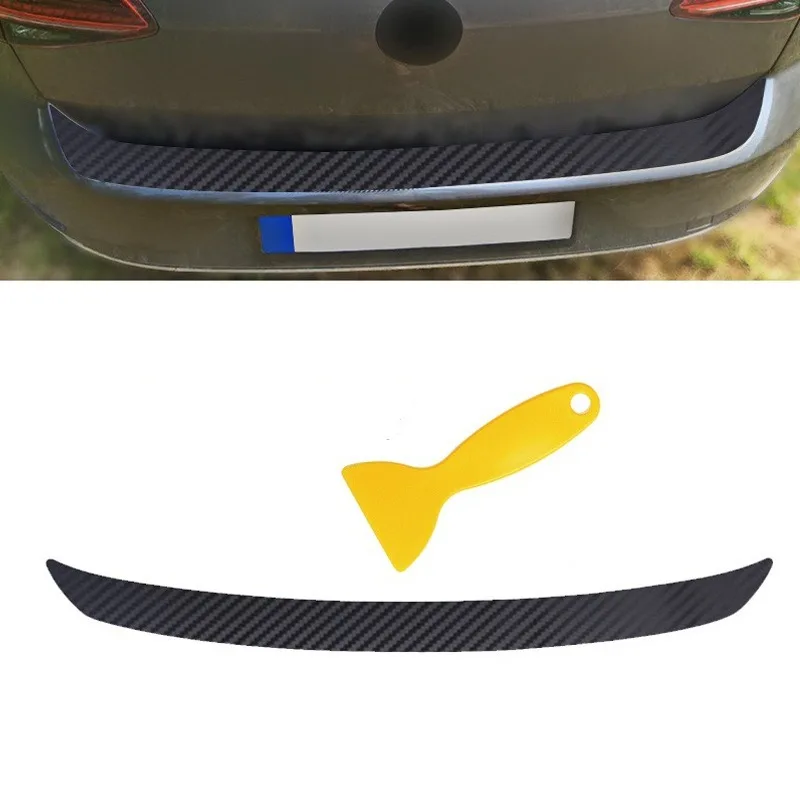 

Universal Rear Bumper Rear Trunk Guard Plate Sticker Car Trim Anti-Kicked Scratch Protection Sticker Strip Carbon Fiber Film