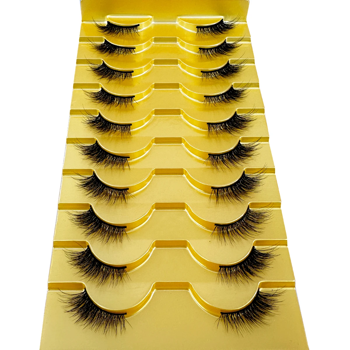 Half Lashes Natural Look Wispy 10 Pairs Cat Eye Lashes 3D False Eyelashes Fluffy Soft 15MM Short Faux Mink Lashes