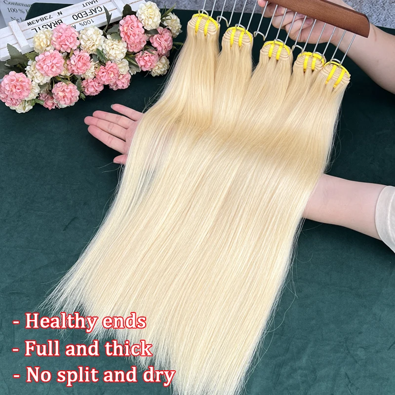 Raw #613 Blonde Straight Human Hair Bundles Double Weft Vietnamese Virgin Hair Weave Extensions For Women 100% Human Hair Full