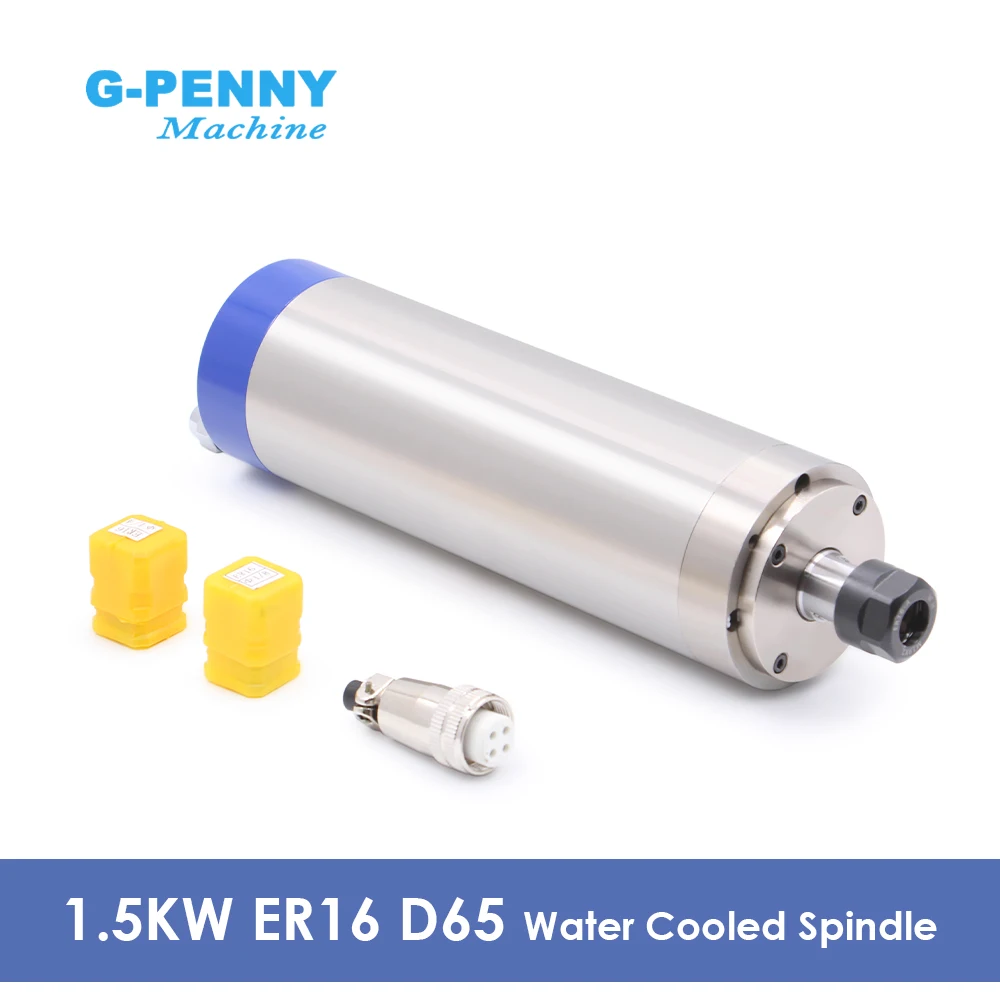 G-penny 1.5kw Er16 Motor de Eixo Refrigerado a Água d = 65 mm Peças Rolamentos Série Resfriamento a Água para Trabalho em Madeira Alumínio Cnc
