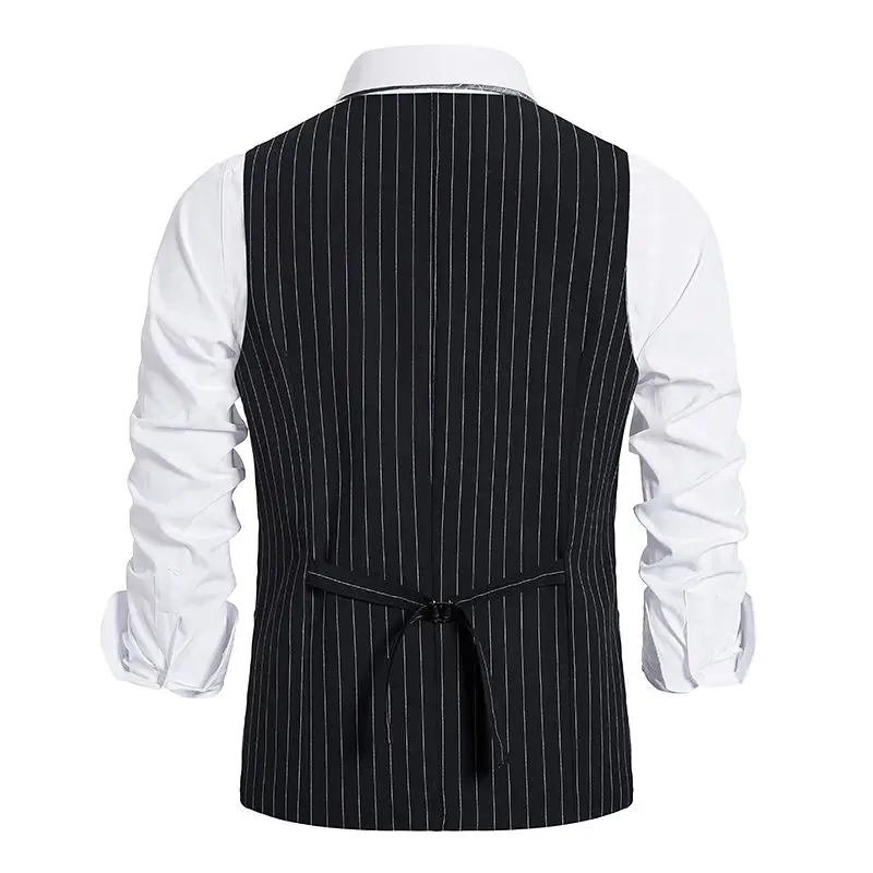 Mens Vest Suit Colete Social Masculino 2024 Luxury Striped Wedding Party Dress Waistcoat Men Sleeveless Formal Business Jacket