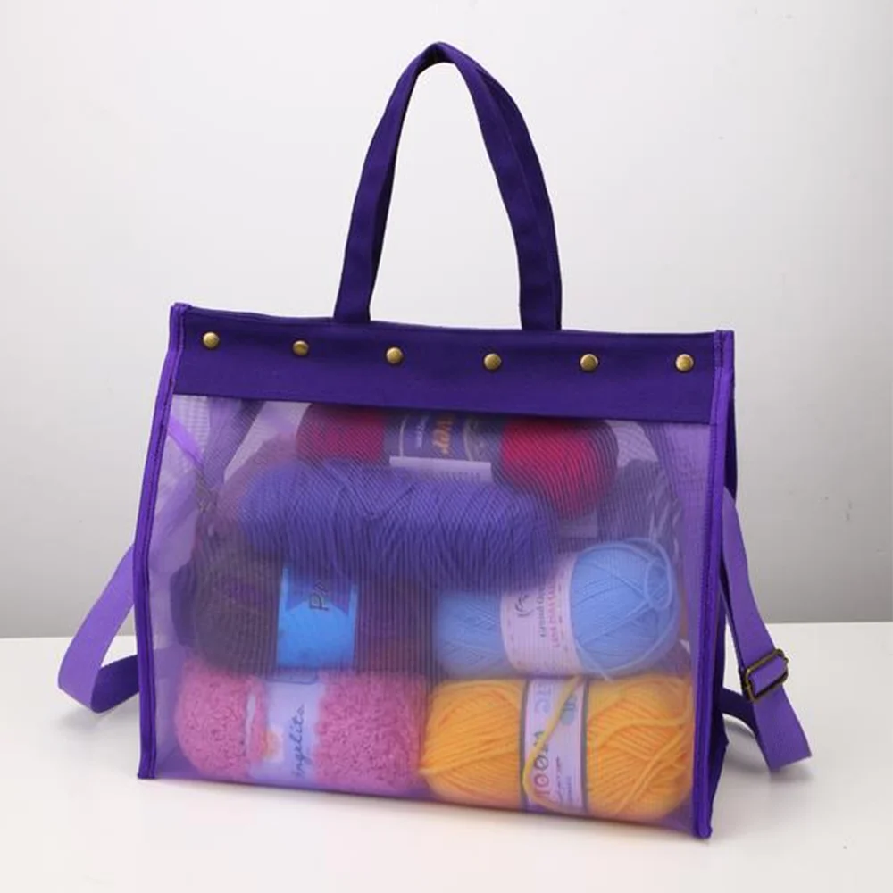 

Yarn mesh storage bag, a portable single-shoulder crossbody DIY storage bag for yarn and crochet accessories