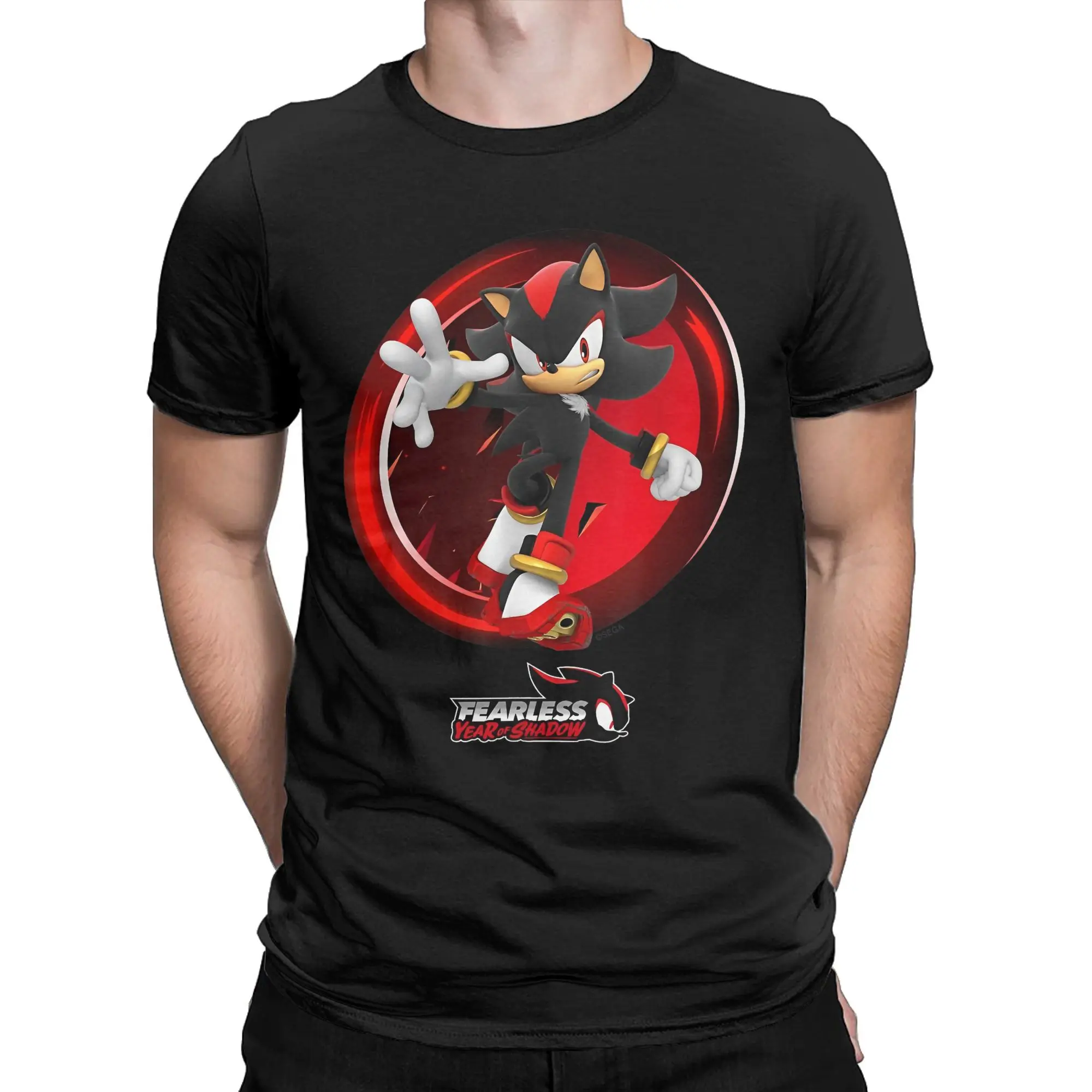 S-Sonic Fearless Year of Shadow T-Shirts for Men Run On Game Funny 100% Cotton Tees O Neck Short Sleeve T Shirt Summer Clothing