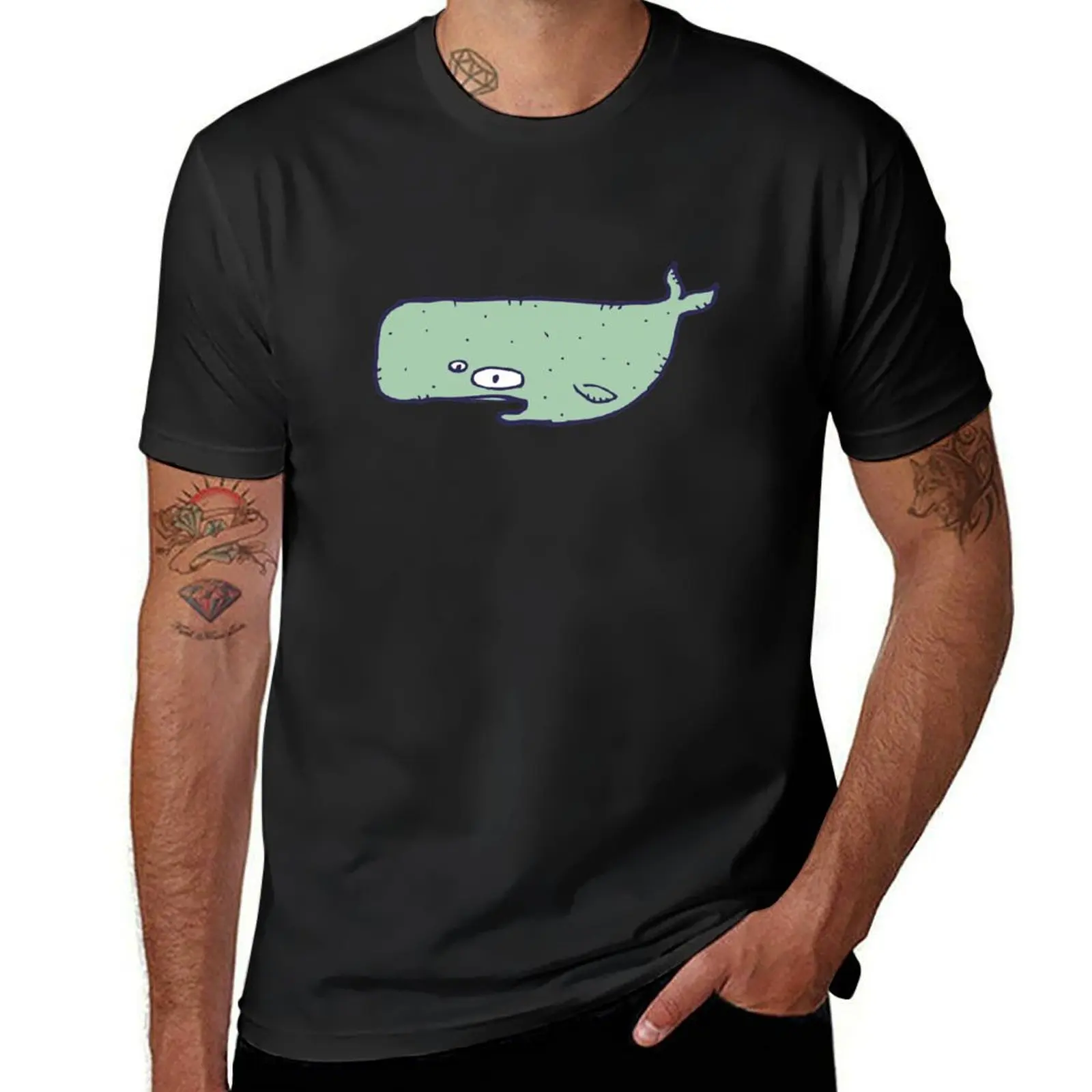 

Cute sketchy cartoon blue whale T-Shirt sports fans tees animal prinfor boys t shirts for men cotton