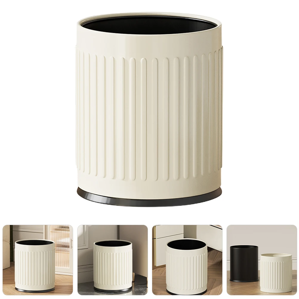 

10L Metal Trash Can Household Garbage Bin Office Waste Container Bedroom Dustbin Rectangular Plastic Steel Rubbish Can