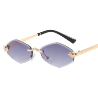 Fashion Small Polygonal Sunglasses for Women Luxury Brand Rmless Brown Rhombus Sun Glasses Woman Vintage Metal Shades Eyewear - Image 5