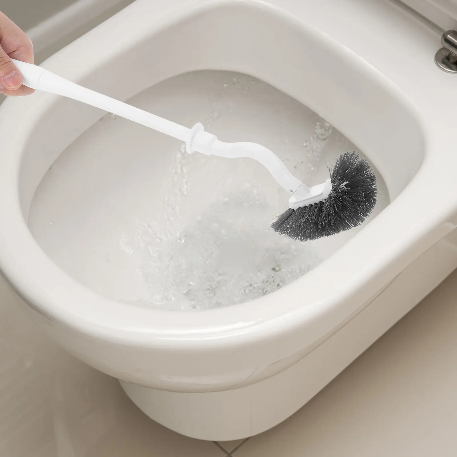 

1Set Wall Mounted Toilet Brush Set with Long Handle Flat Head Hygienic Bathroom Cleaning Tools for Home Restroom No Dead Corners