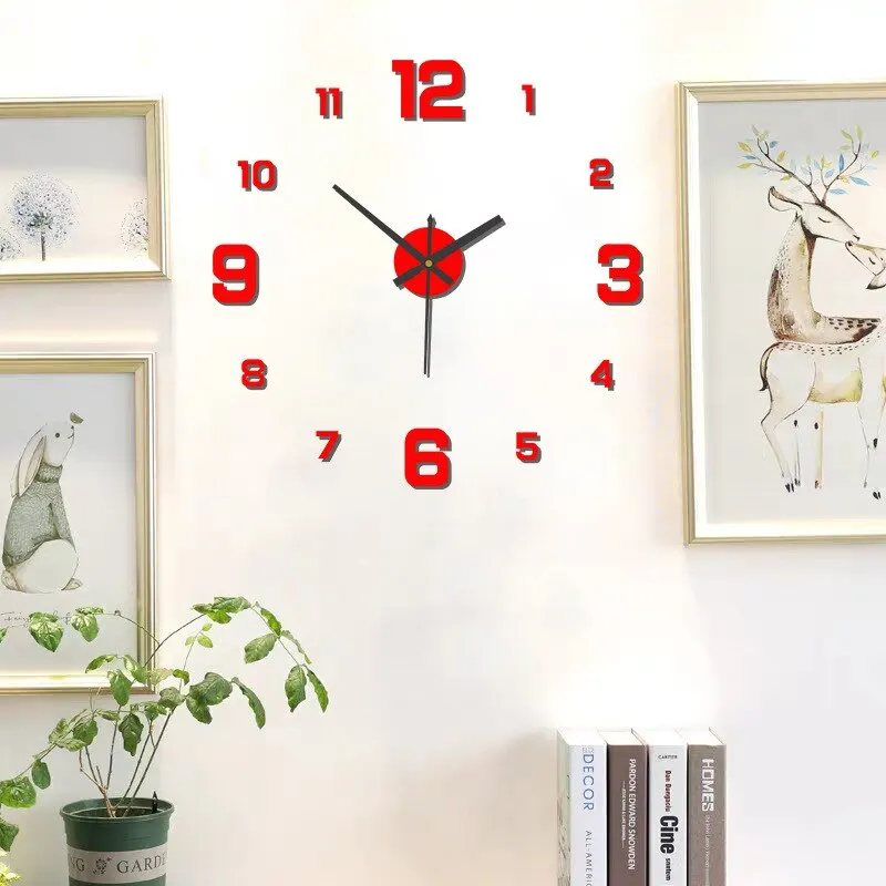 DIY Creative Frameless Wall Clock Wall Mechanism With Arrows Decal Home Silent Clock Living Room Office Wall Decoration