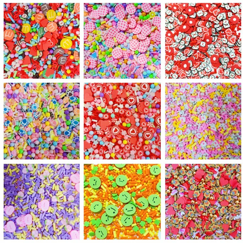 Slime Mix Color Heart Polymer Clay Sprinkles Mixed Shape Soft Clay Polymer Slices Diy Crystal Mud Cream Filling Accessories 10g