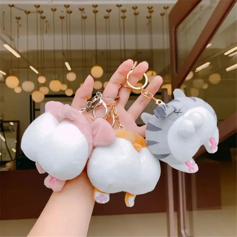 New Cute Cat Butt Plush Keychain Fashion Corgi Pig Butt Soft Fidget Toys Girls Child Bag Decoration Christmas New Year Gift