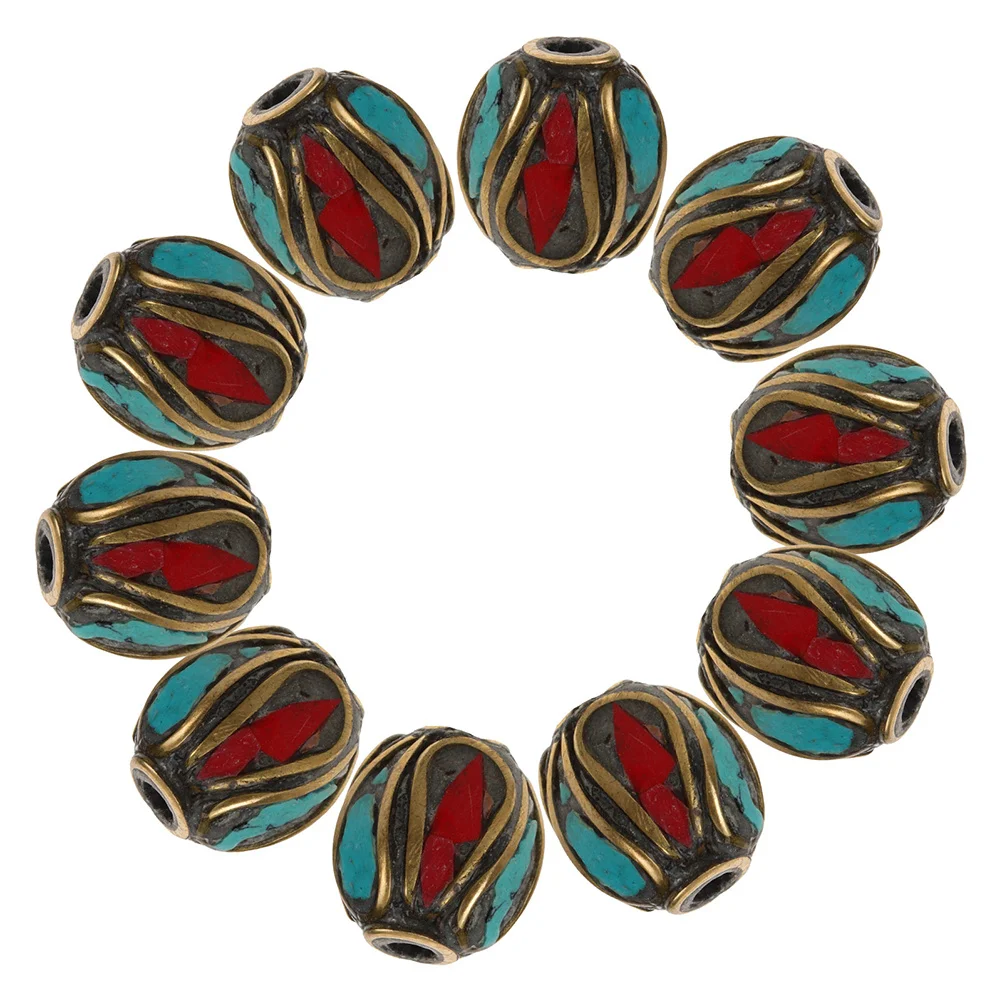

12Pcs Handmade Buddha Tibetan Spacer Beads Copper Beads Jewelry Making DIY Craft Supplies for Bracelets Handmade Bead