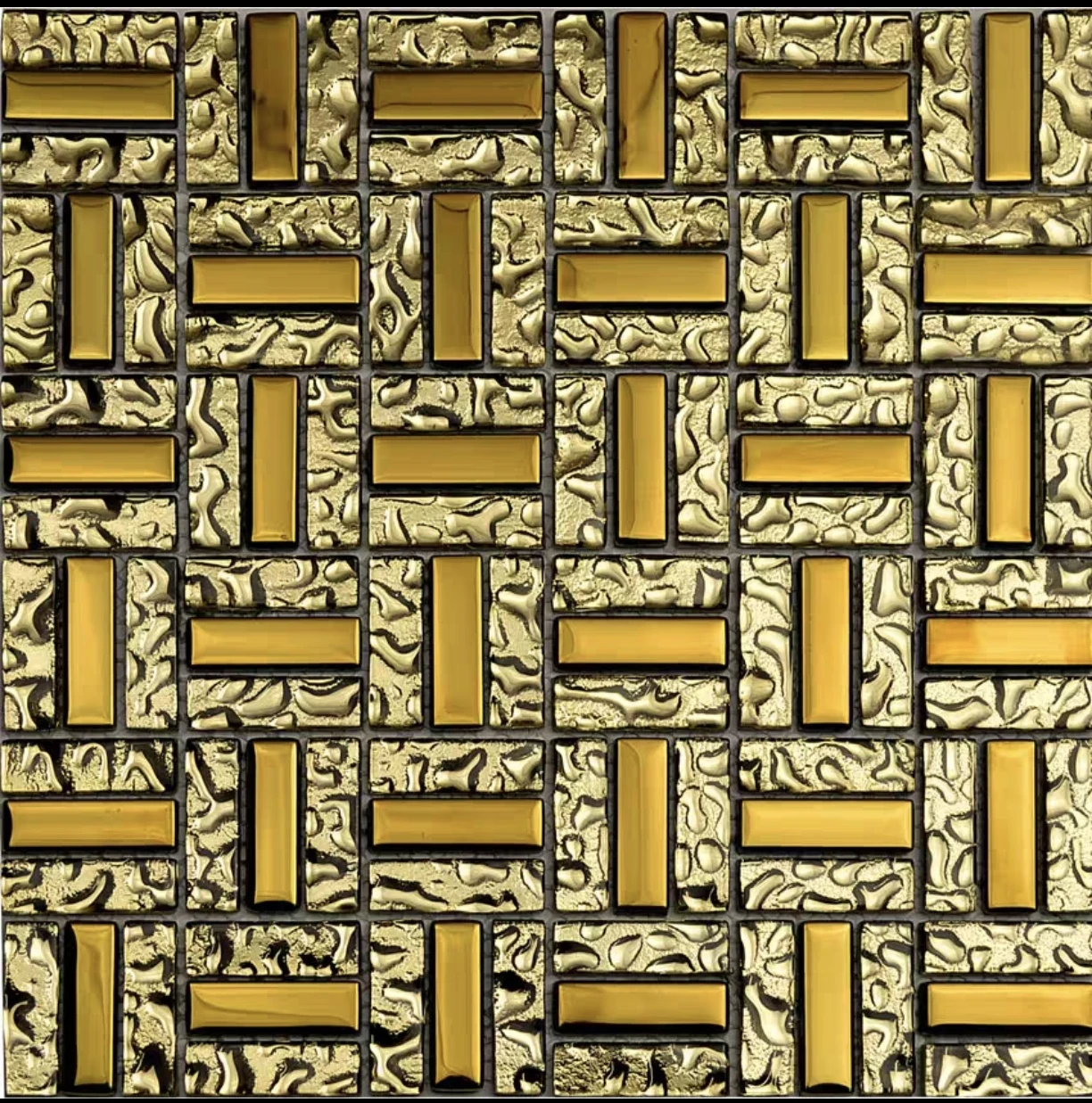 Euro Style Plated Glossy Golden Glass Mosaic Tile Stores Decoration Home Bathroom Wall Stickers