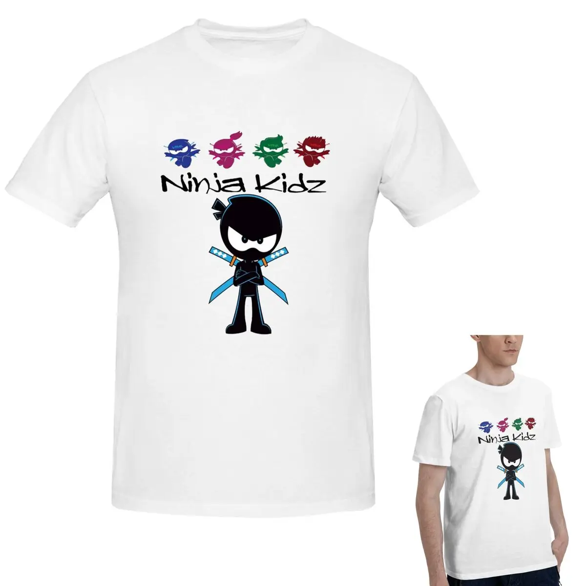 

100% Cotton Ninja Kidz T-Shirt Men's Classic Oversized T Shirt Men O-Neck Summer Shirts Tops S-6XL