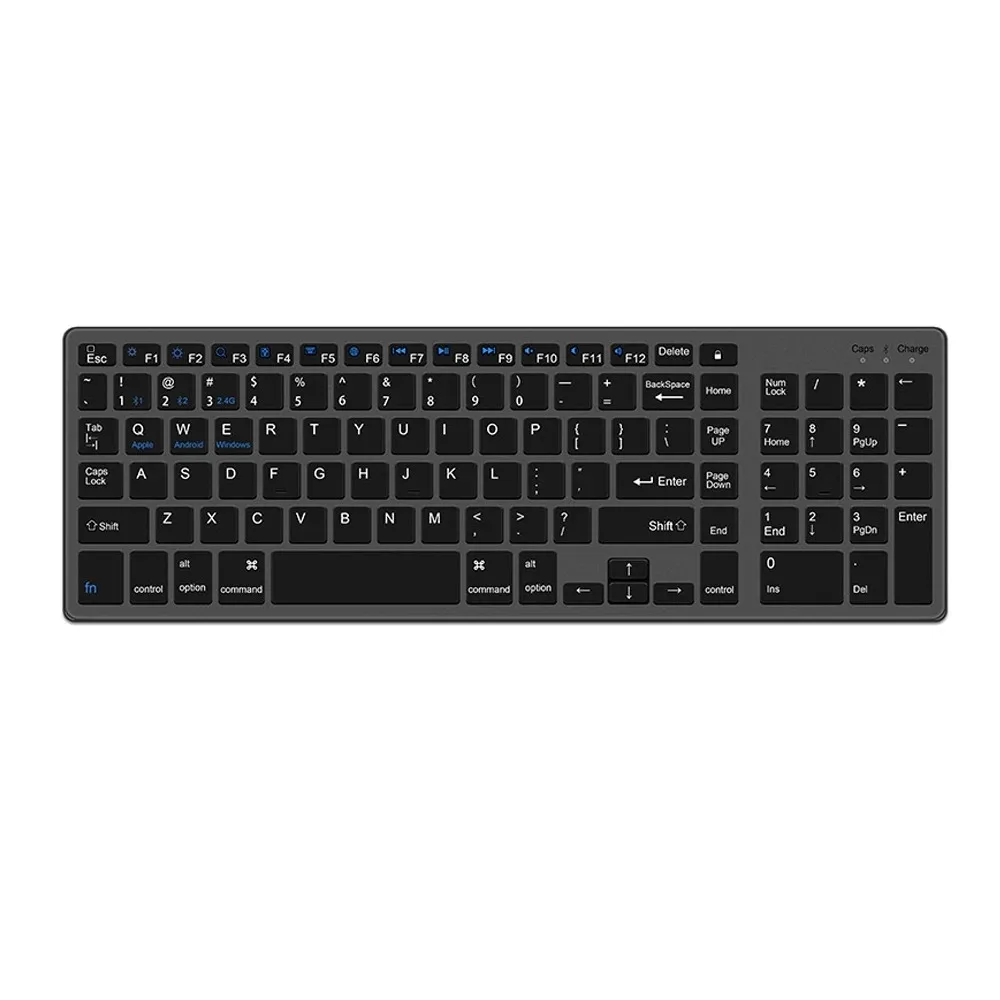 Dual-mode 2.4G Draadloos Toetsenbord Dual Bluetooth 5.0 Toetsenbord 102 Toetsen Oplaadbaar Toetsenbord Voor MacBook Tablet PC Accessoires