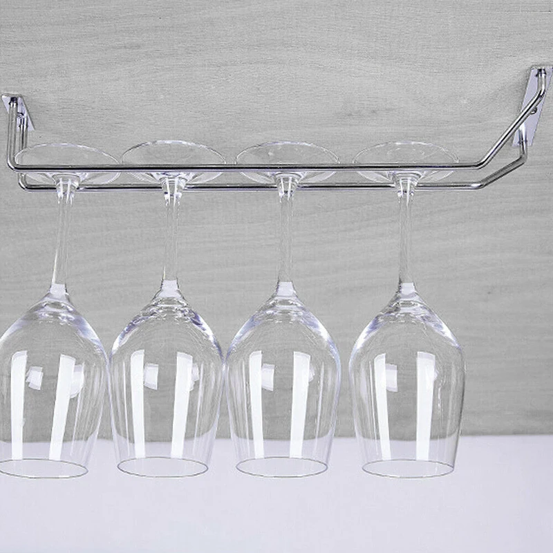 Upside Down Wine Glasses Rack Champagne Cup Holder Stainless Steel Hanging Bar Hanger Shelf For Home Kitchen Bar