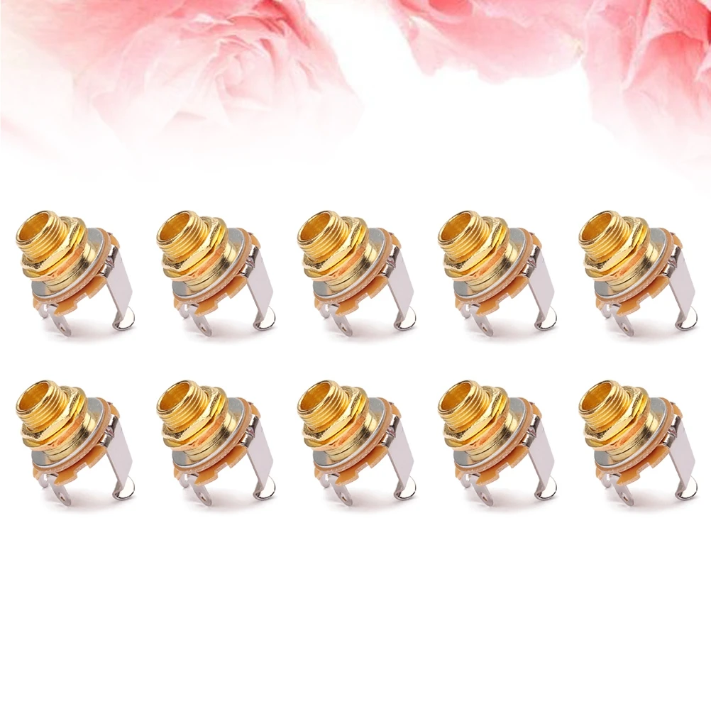 

10 PCS Golden Jack Bass Guitar Parts Input Plate Socket Pickup Output Connector Replacement