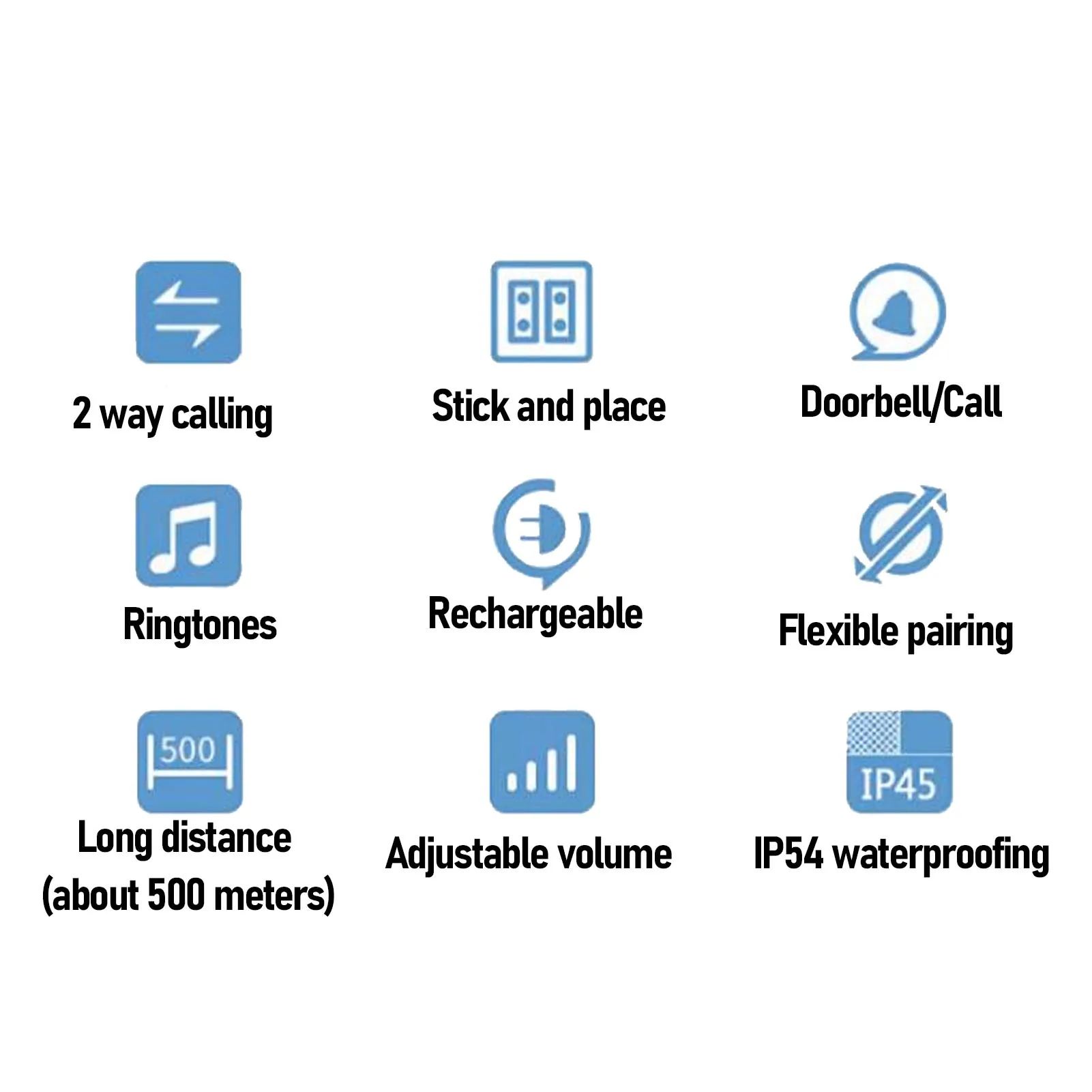 Citofono wireless a 2 vie IP54 Antipioggia Funzionamento con un clic Volume regolabile Sistema citofonico vocale a lungo raggio per interni domestici