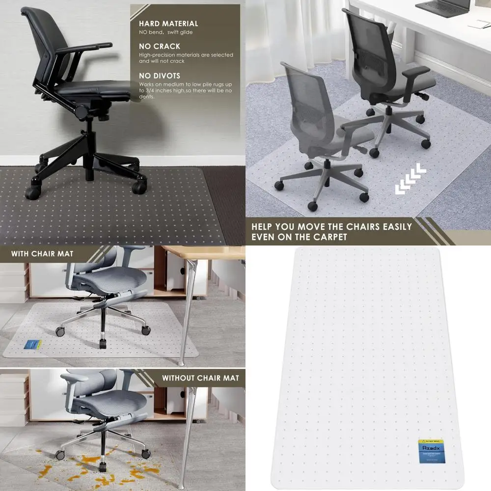 

Durable 32 x 55 Office Chair Mat for Carpeted Floors - Anti-Slip, Easy Glide Protector