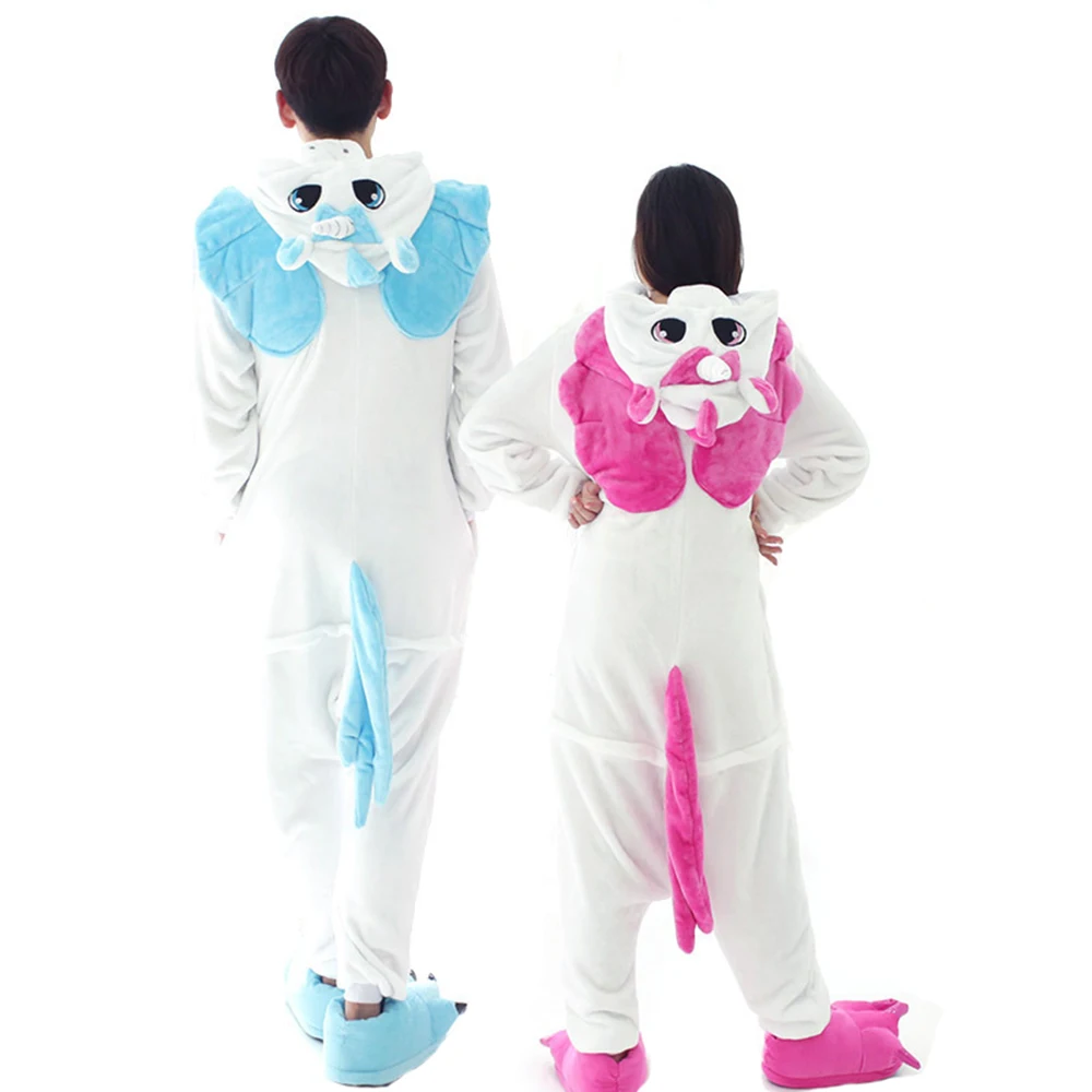 Niedliche Cartoon blau/Rose rot Einhorn Flanell Onesies Pyjamas Halloween Cosplay Kostüm erwachsene Kinder ein Stück Nachtwäsche Overalls