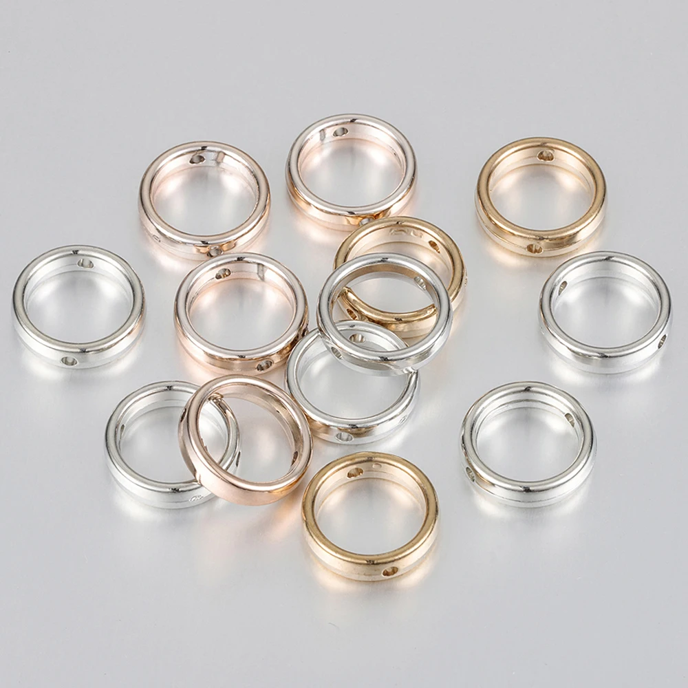 50pcs 15mm Two Hole CCB Round Circle Frame Spacer Beads DIY Necklace Bracelet Earrings Connectors Pendants Jewelry Accessories