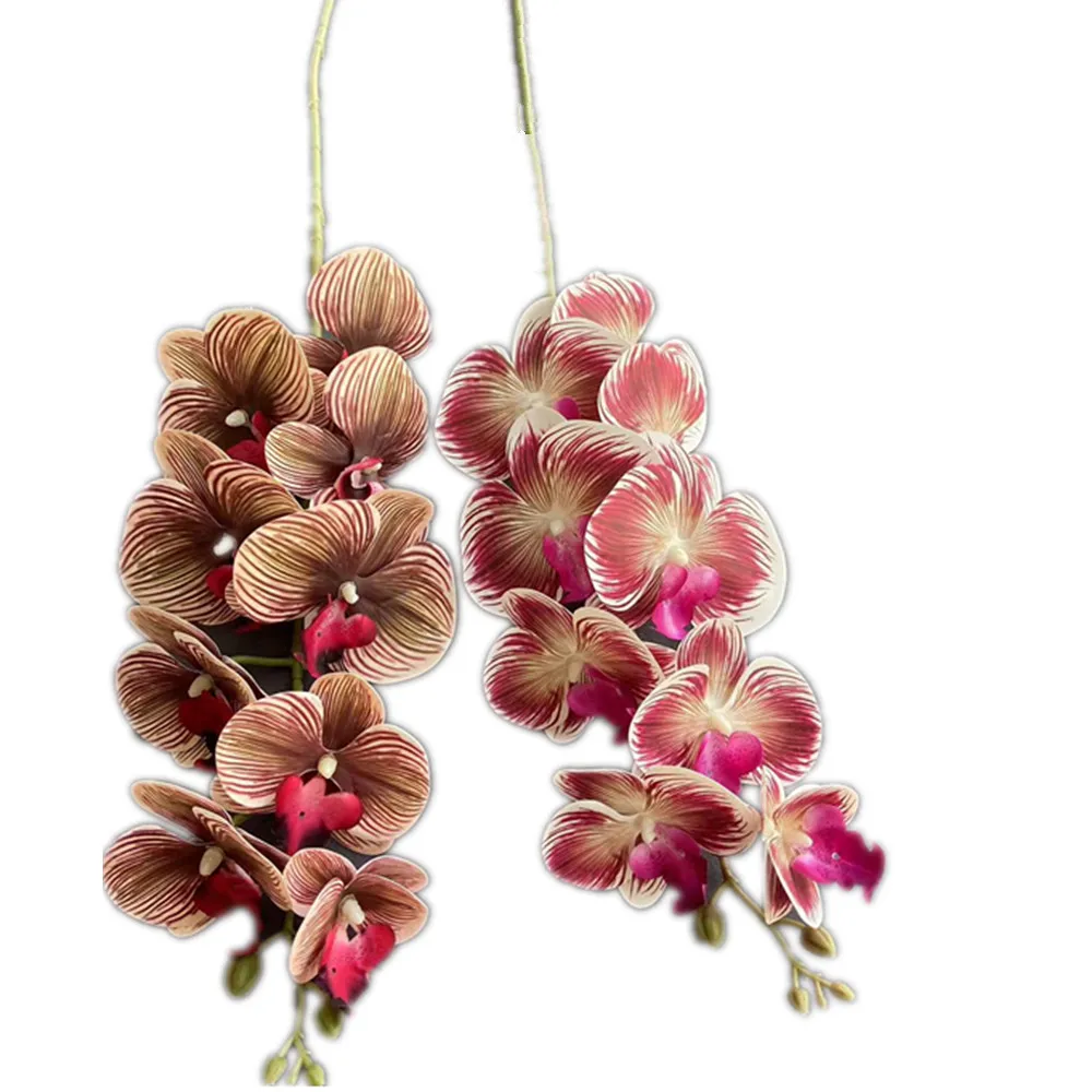 One  Artificial Orchids Stems 9 Flowers Real Touch Good Quality Latex Phalaenopsis Orchid Plant