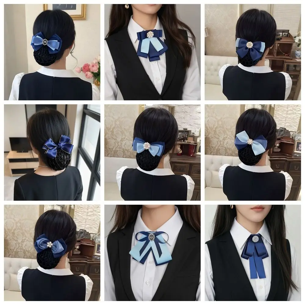 Милый галстук стюардессы авиакомпании, заколка для волос медсестры, корейский головной убор, сетка для волос с бантом, рубашка, аксессуар, матросский костюм, галстук-бабочка