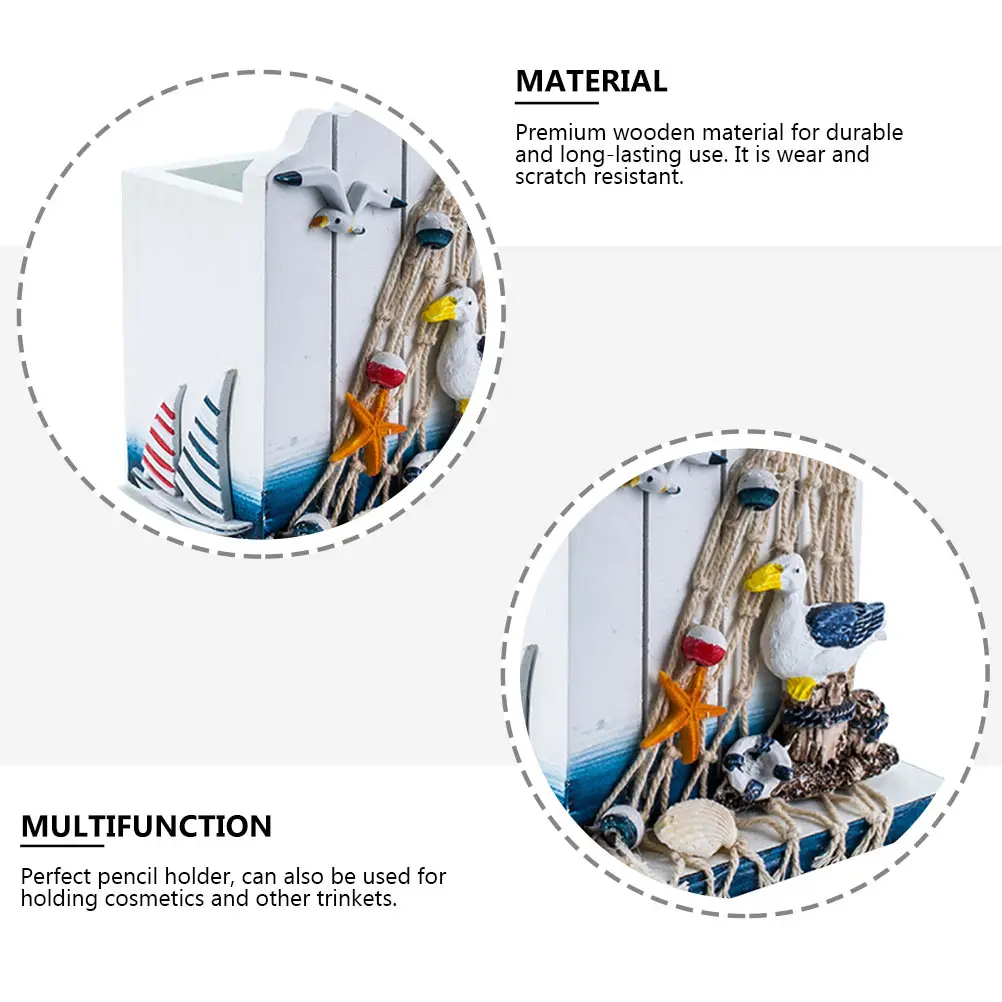 

2pcs Wooden Holder Holder Mediterranean Style Stationery Storage Box Pen Container Desk Pencil Container Organizer
