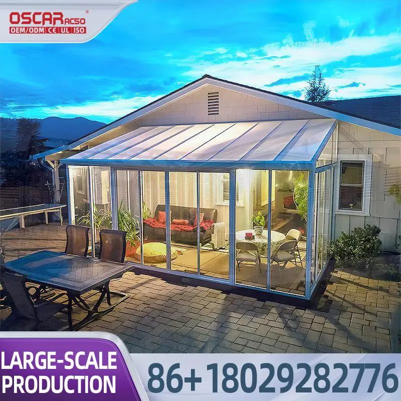 Top Open Double Glazed Aluminium Skylight Modular Prefab Glass House Metal Frame for Patio Backyard Balcony  sunroom