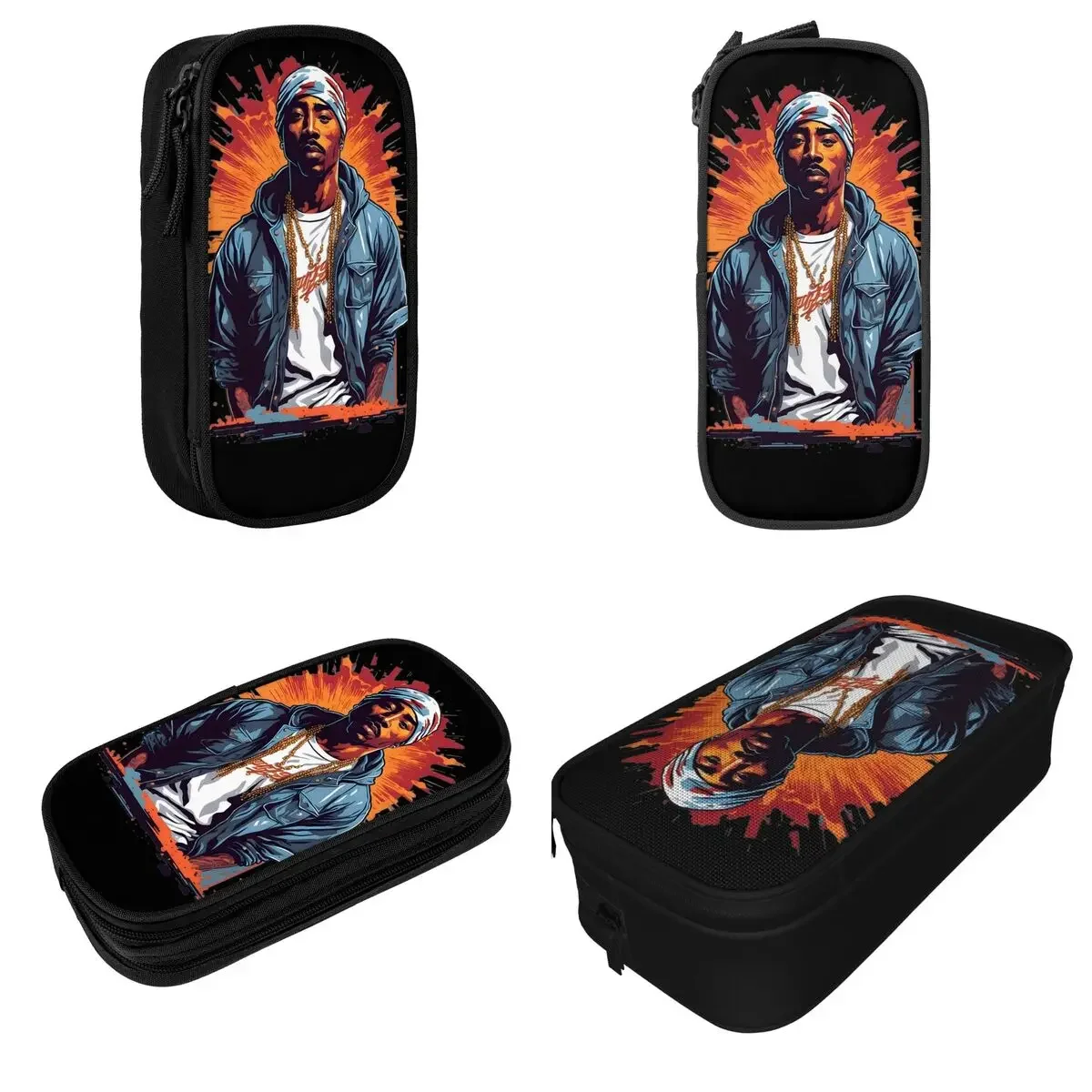 Creative West Coast 2Pac Singer Pencil Cases  Pouch Pen Holder for Student Large Storage Bags Office Zipper Stationery