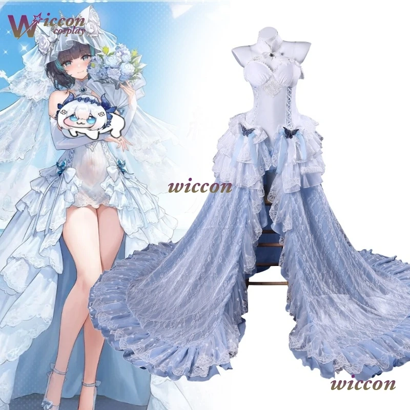 Cheshire Cosplay SSR White Seaside Melody!Game Azur Lane 8th Anniversary HMS White Wedding Dress Women Hallowen Roleplay Clothes