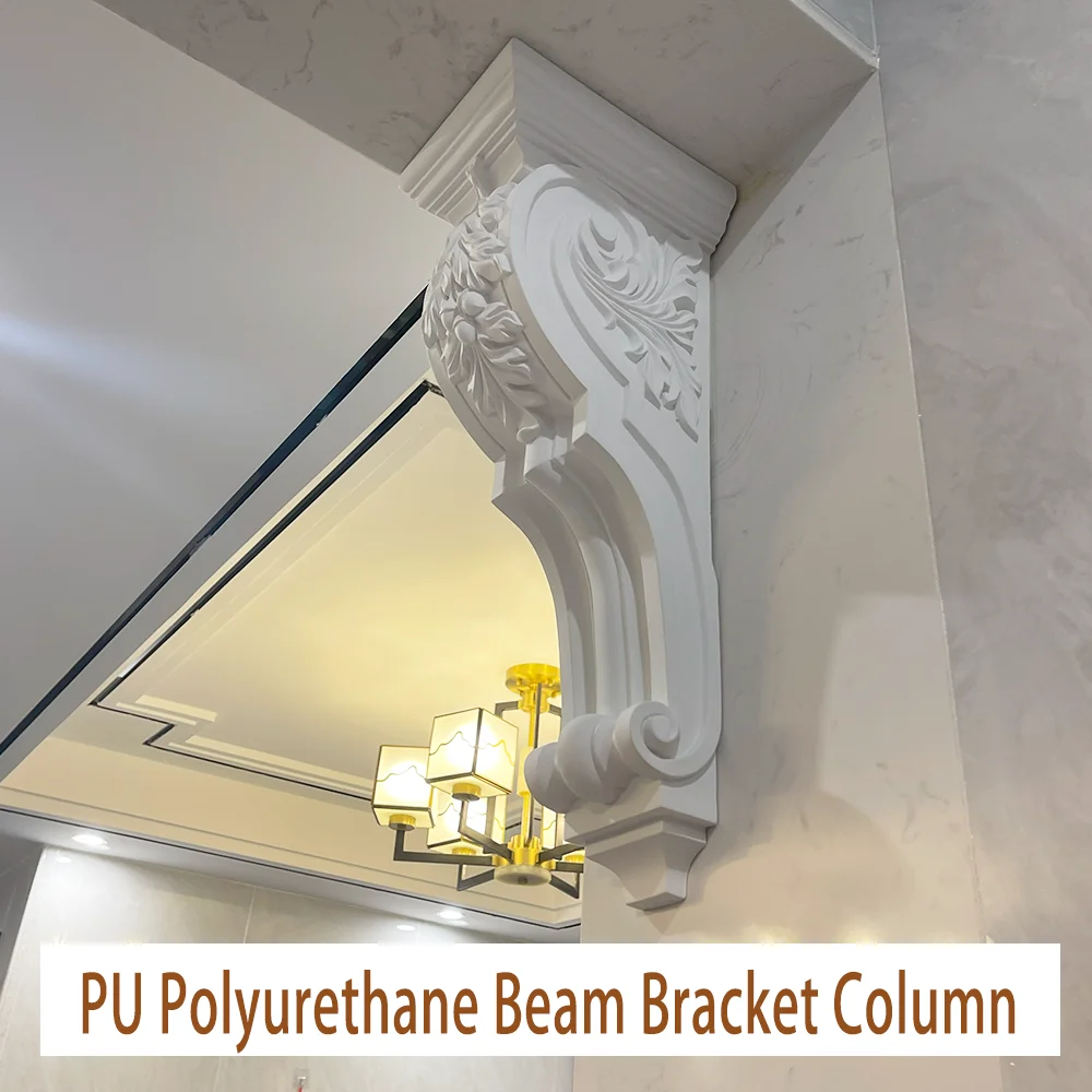 High Density Faux Gypsum PU Corbel Decorative Beam Head Pillar European Retro Design for Indoor Door Arch Ceiling Wall Ornament