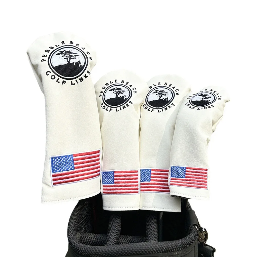 USA Pebble Beach Golf Club Driver Head Cover US Flag Golf Links Tree Golf Fairway Wood Hybrid Head Cover for Scotty Cameron