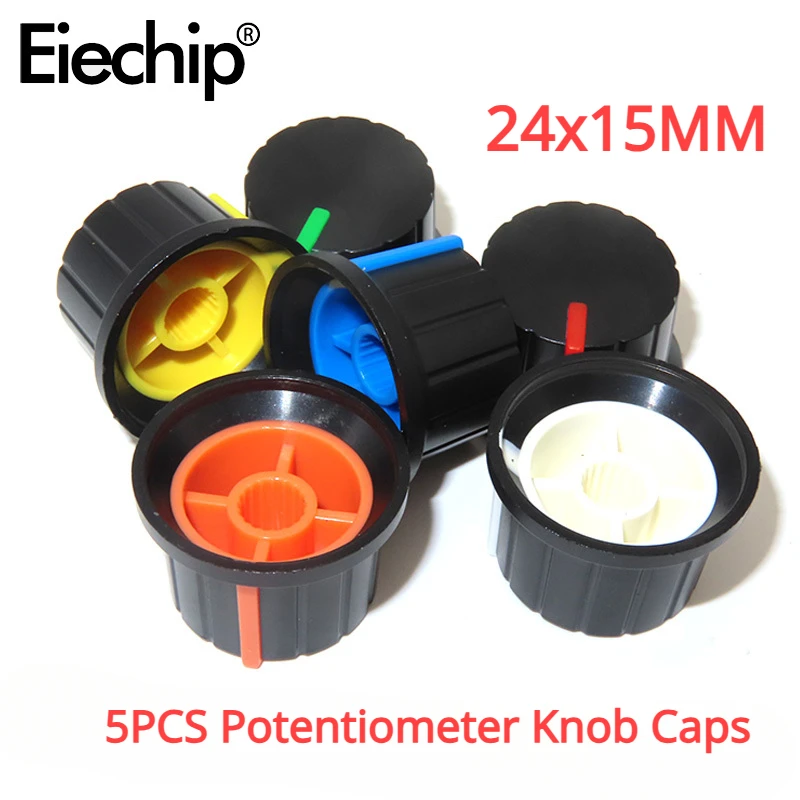 ポテンショメータ用プラスチックノブキャップ、プラム、軸麦わら帽子、2色、24x15mm、5個