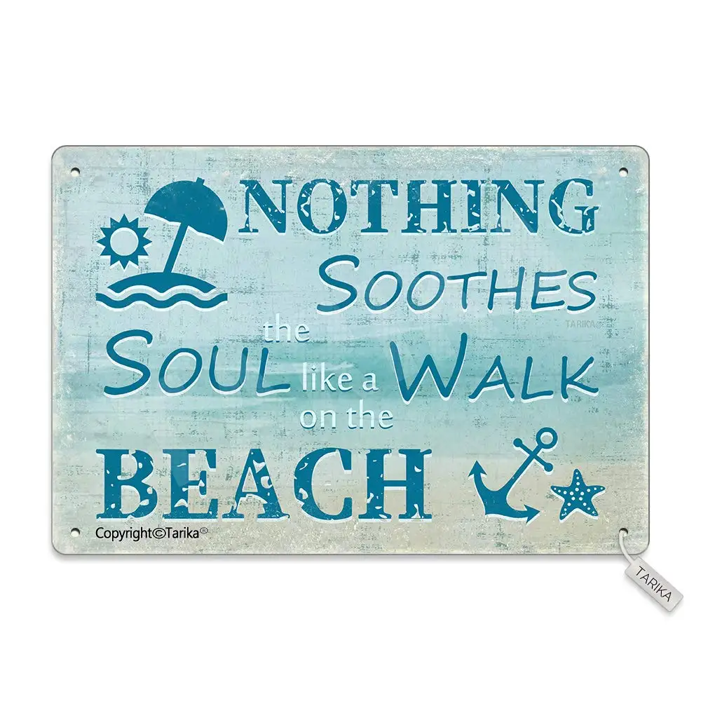 Nothing Soothes The Soul Like A Walk On The Beach 20X30 cm Iron Retro Look Decoration Crafts Sign for Home Kitchen Bathroom Farm