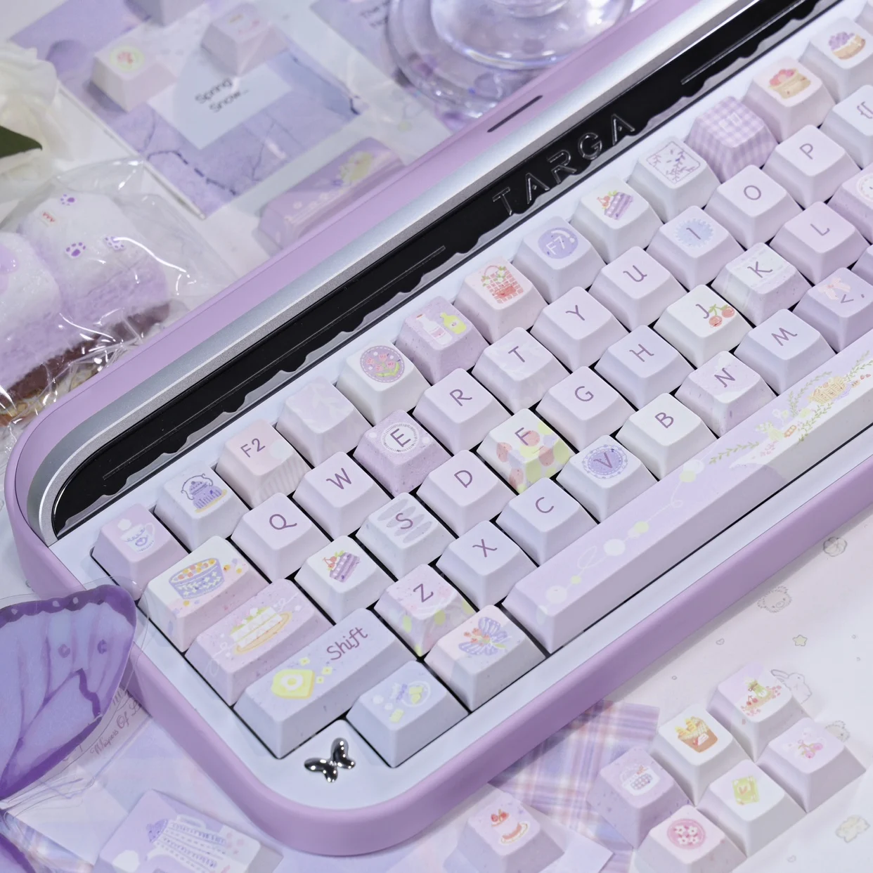 Cartoon Purple Keycap 123keys Cherry/So Profie Cute Custom Personalized Keyboard Cap Handmade Keycap For Mechanical Keyboard