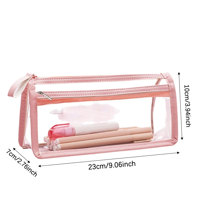 Transparent Pencil Case Prisms Large Capacity Simple Pen Bag Kawaii Cosmetic Bag Simple School Study Stationery Office Supplies