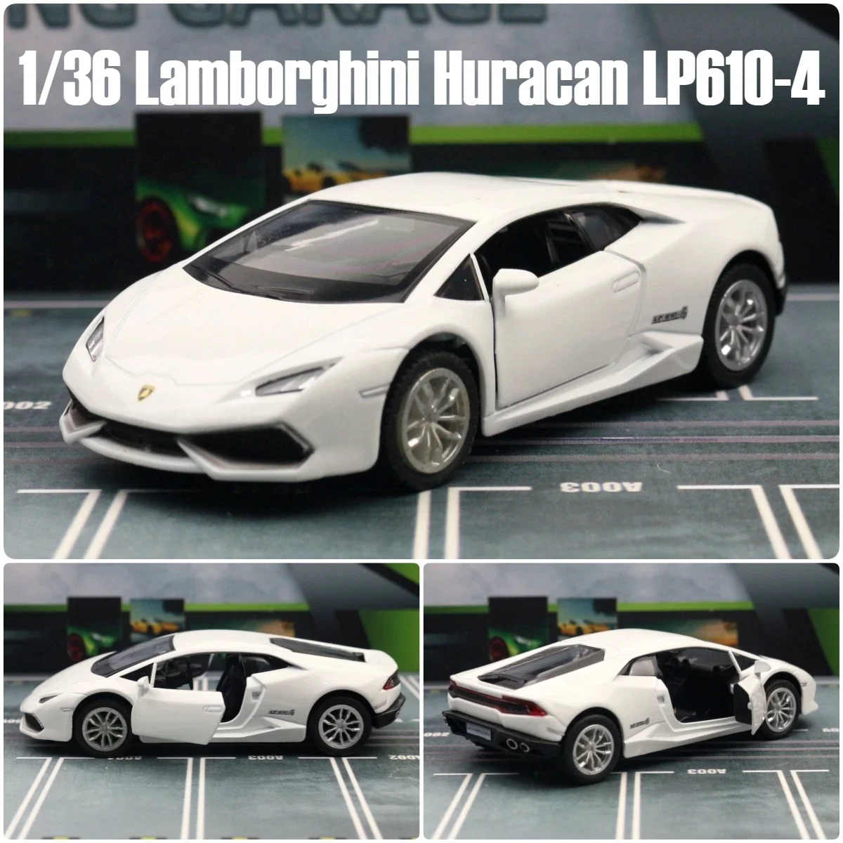 1:36 Lamborghini Huracan LP610-4 Super Sport Toy Car RMZ City Diecast Metal Miniature Model Pull Back Collection Gift For Boy