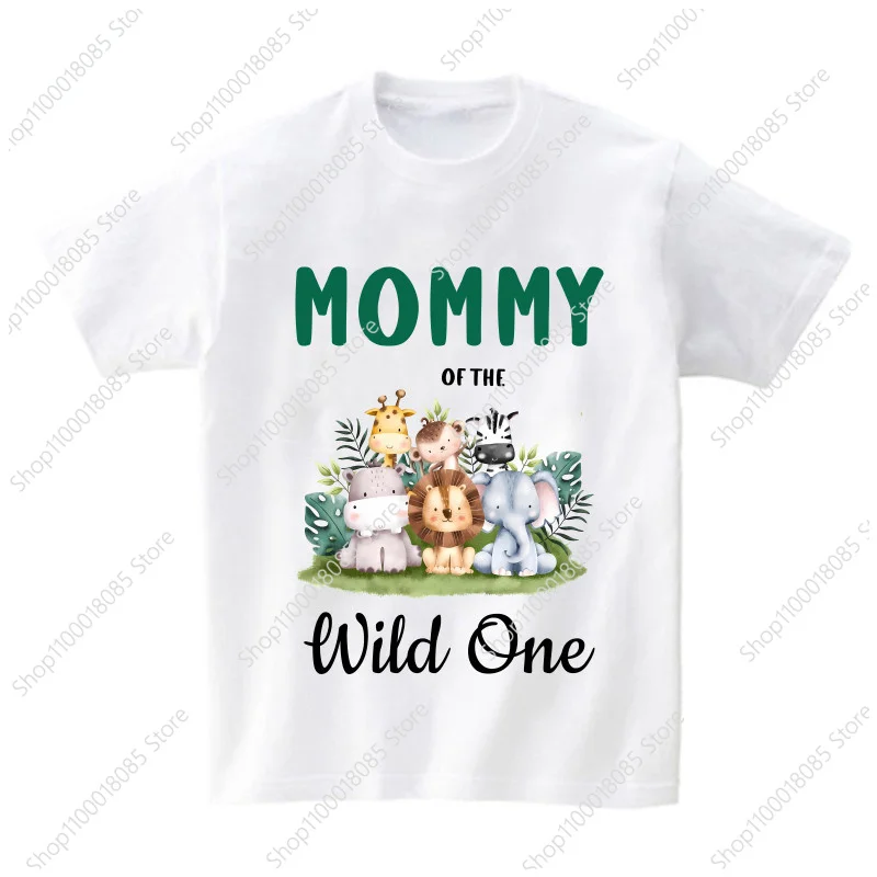 Family Matching Zoo Animal Party Birthday Tshirt Wild One Clothes Kids Boy Shirt Party Girls TShirt Children Outfit Custom Name