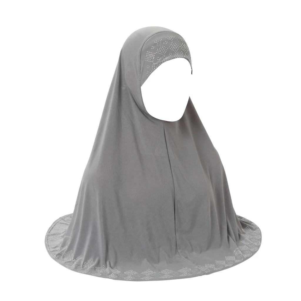 Musulman Long Hijab surdimensionné une pièce Amira Niqab Burqa Turban diamants écharpe islamique femmes foulard vêtements de prière Ramadan