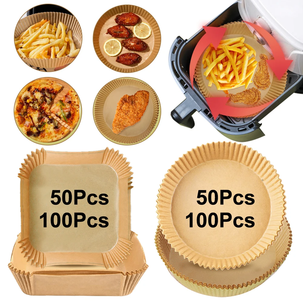 23Cm Air Friteuse Wegwerp Bakpapier Voering Non-Stick Mat Steamer Vierkant Rond Perkament Voor Magnetron Keukenfornuizen