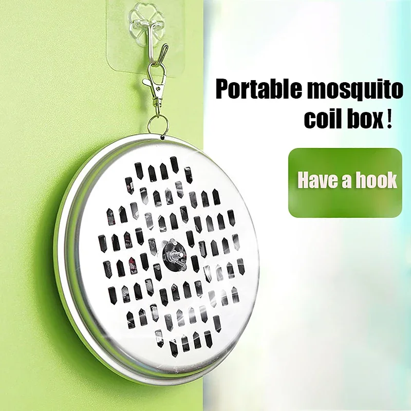 Outdoor Camping Portable Mosquito Coil Holder Tray with Lid Carry-on Hangable Mosquito Repellent Diffuser Incense Burner Case