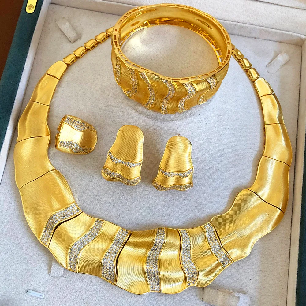 

GODKI Big Fashion Luxury 4PCS Hot Pink Nigerian Jewelry Sets For Women Wedding Zircon Indian African Bridal Necklace Earring