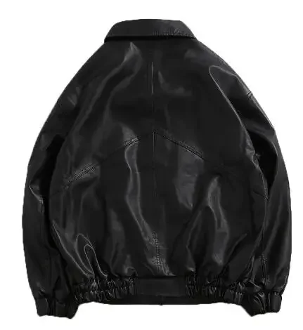 2023PU Leder Jacke Männer Schwarz Weiche Faux Leder Jacke Motorrad Biker Mode Leder Mäntel Männlichen Bomber Jacke Taschen