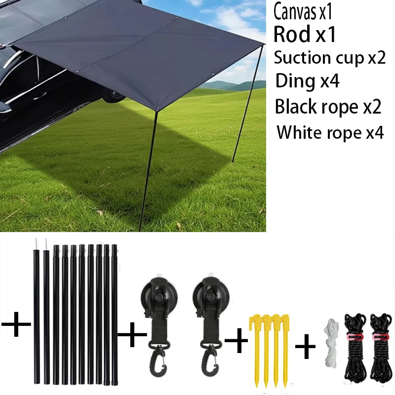 Tenda Parasole Laterale per Auto 2x3m, Adatta per SUV, Camion, Furgoni, Tende Parasole Impermeabili, Tende da Campeggio Portatili