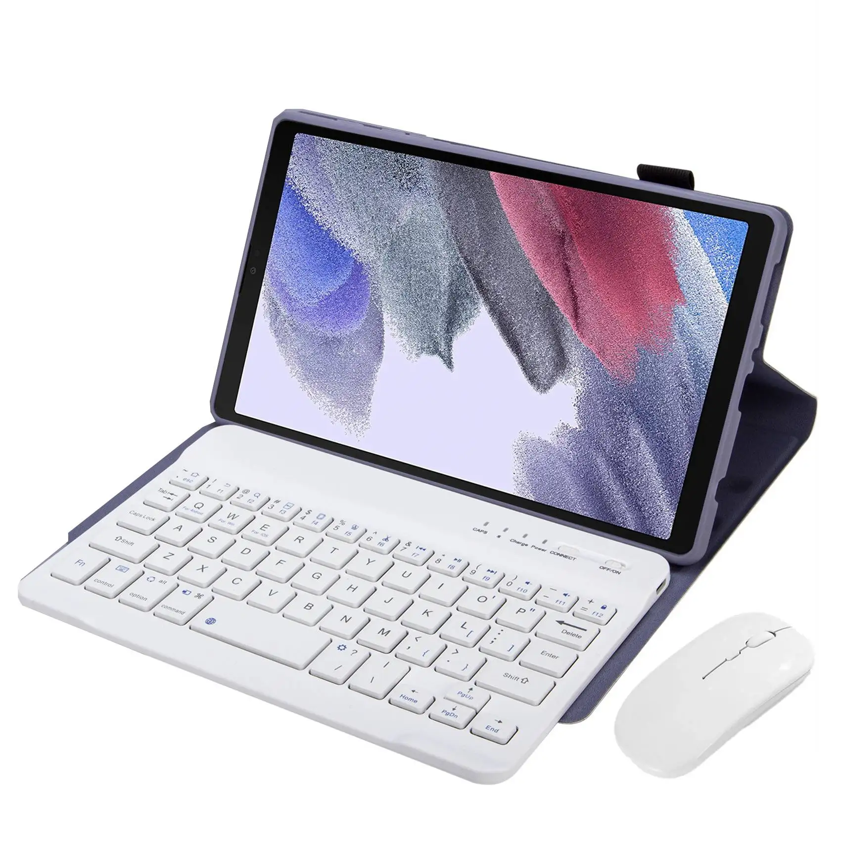 For Samsung A7Lite T220/T225 8.7-Inch Tablet Silicone Case with Bluetooth 3.0 Keyboard and Mouse Set (Lavender