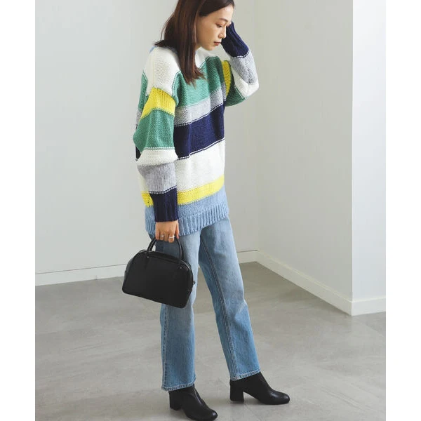 Warme gebreide trui Losvallende kleur Streep Volledige staat Winter Faion Dames Camere Sle Acryl Polyester Nylonmix