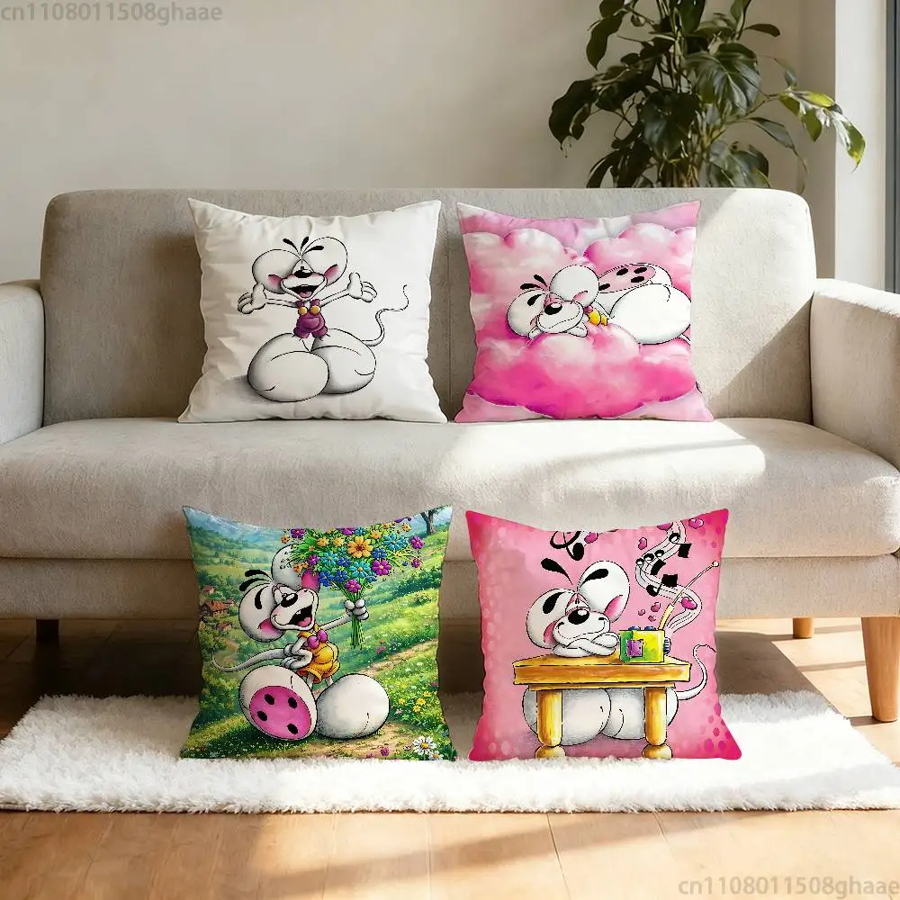 

Cartoon D-Diddl pillowcase casual style decoration, suitable for home decoration (excluding pillow core)