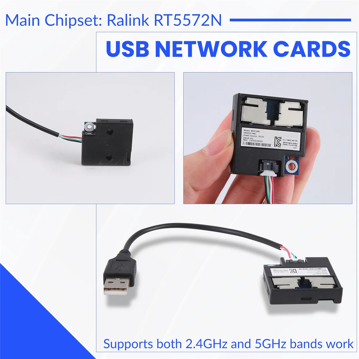 RT5572 300Mbps 802.11AC 2.4G + 5G การ์ดไร้สายแบบ Dual-Band 300M Wireless-N USB Adapter Wifi Adapter การ์ดเครือข่าย USB